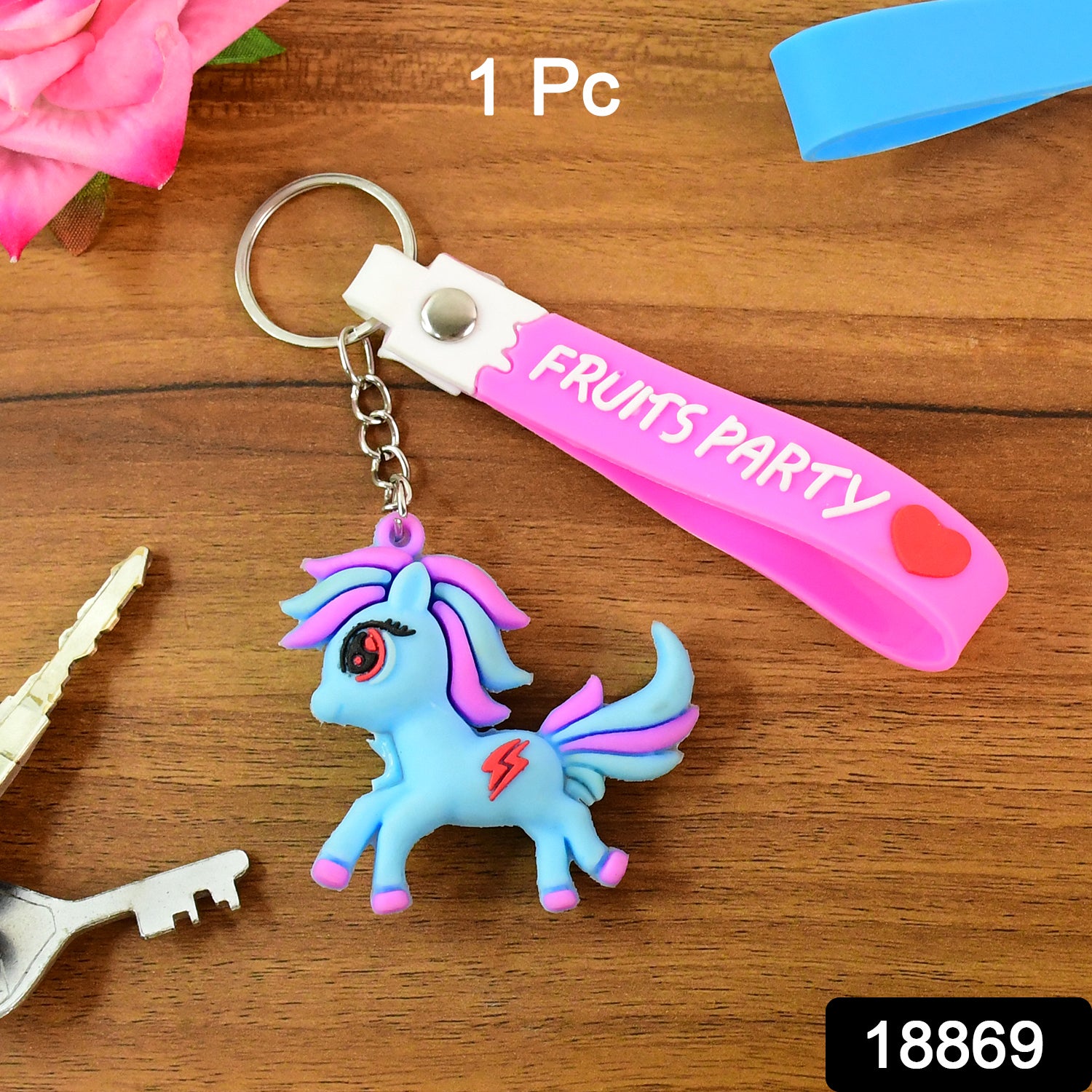 Cute Cartoon Unicorn Keychain With Silicone Strap (1 Pc) Cute Cartoon Unicorn Keychain With Silicone Strap (1 Pc)